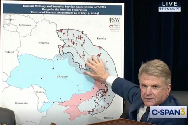 Congresul SUA a arătat o hartă a Federației Ruse cu zona afectată de rachete americane